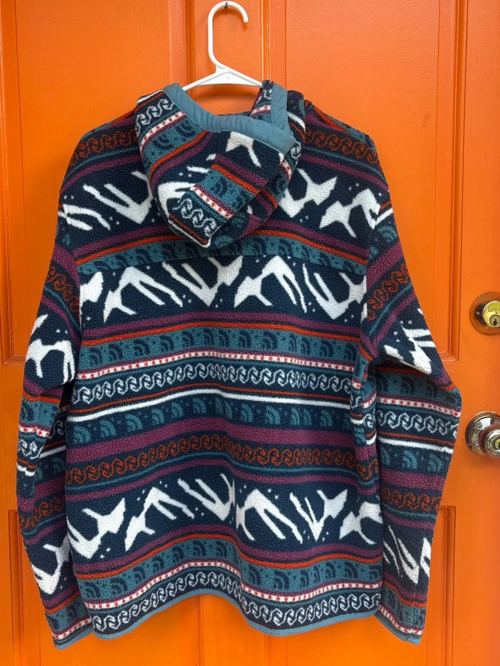 The North Face Men's Patterned Fleece Zip Pullover - Teal, Navy & Burgundy